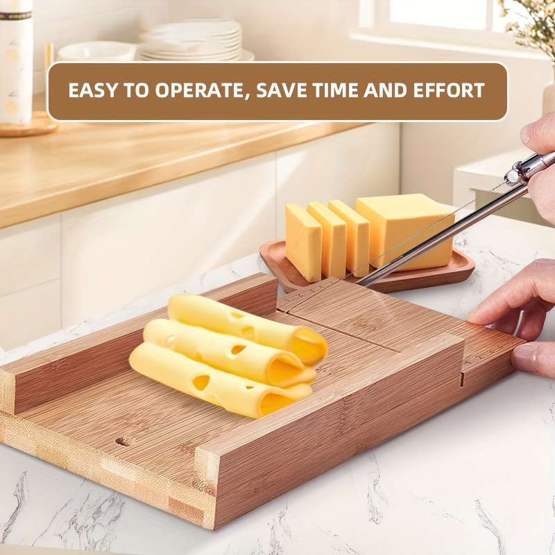 Ergonomic Wooden Cheese Slicer With Adjustable Thickness And - Temu