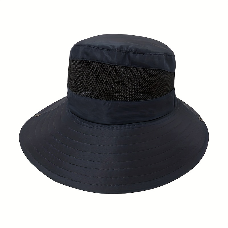 Solid Color Big Brim Sun Protection Sun Hat Mens Outdoor Fishing Sun Hat  Foldable Breathable Mesh Bucket Hat - Jewelry & Accessories - Temu Australia