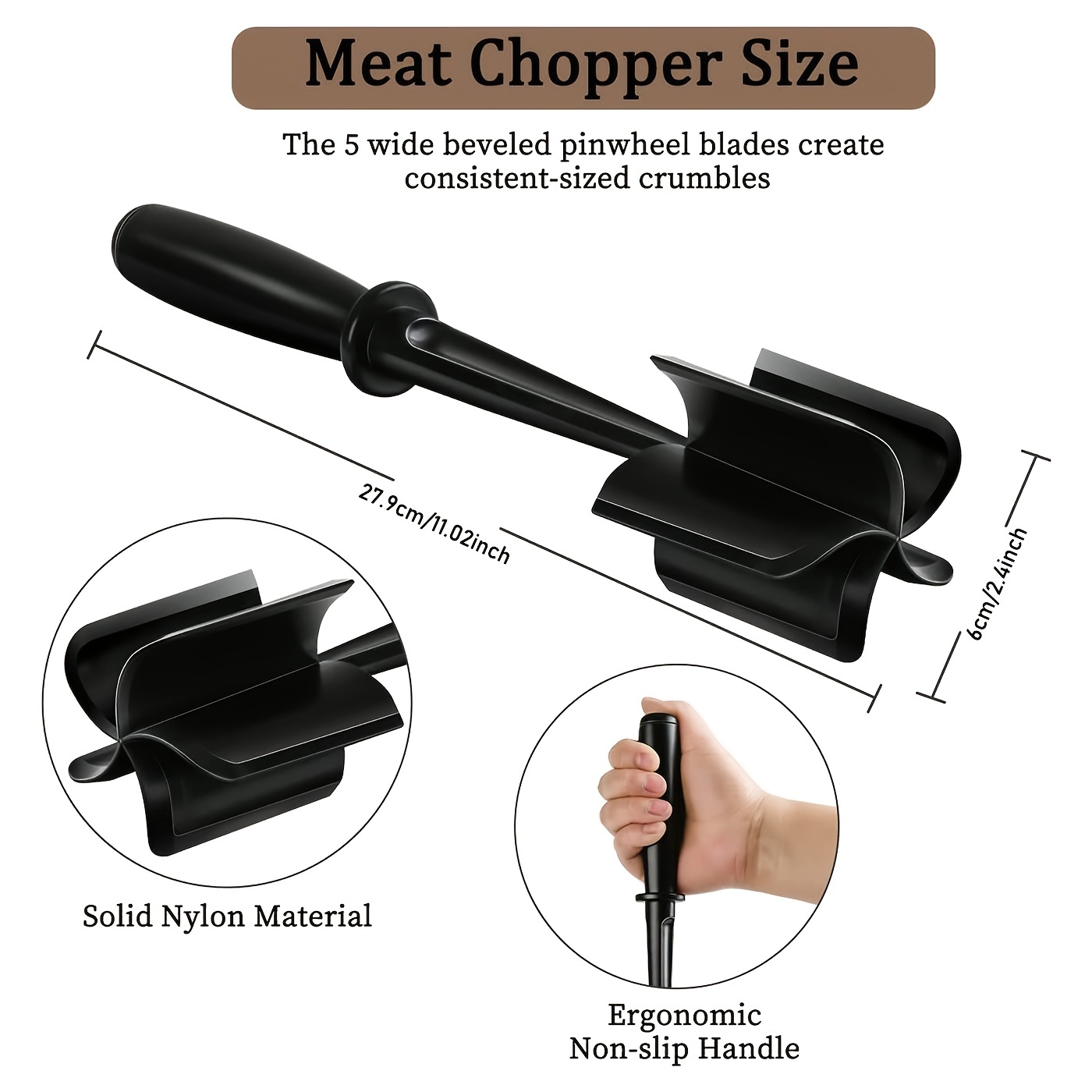 Meat Chopper Masher Mix and CHOP Heat Resistant Safe Easy Hamburger Taco  Ground for sale online