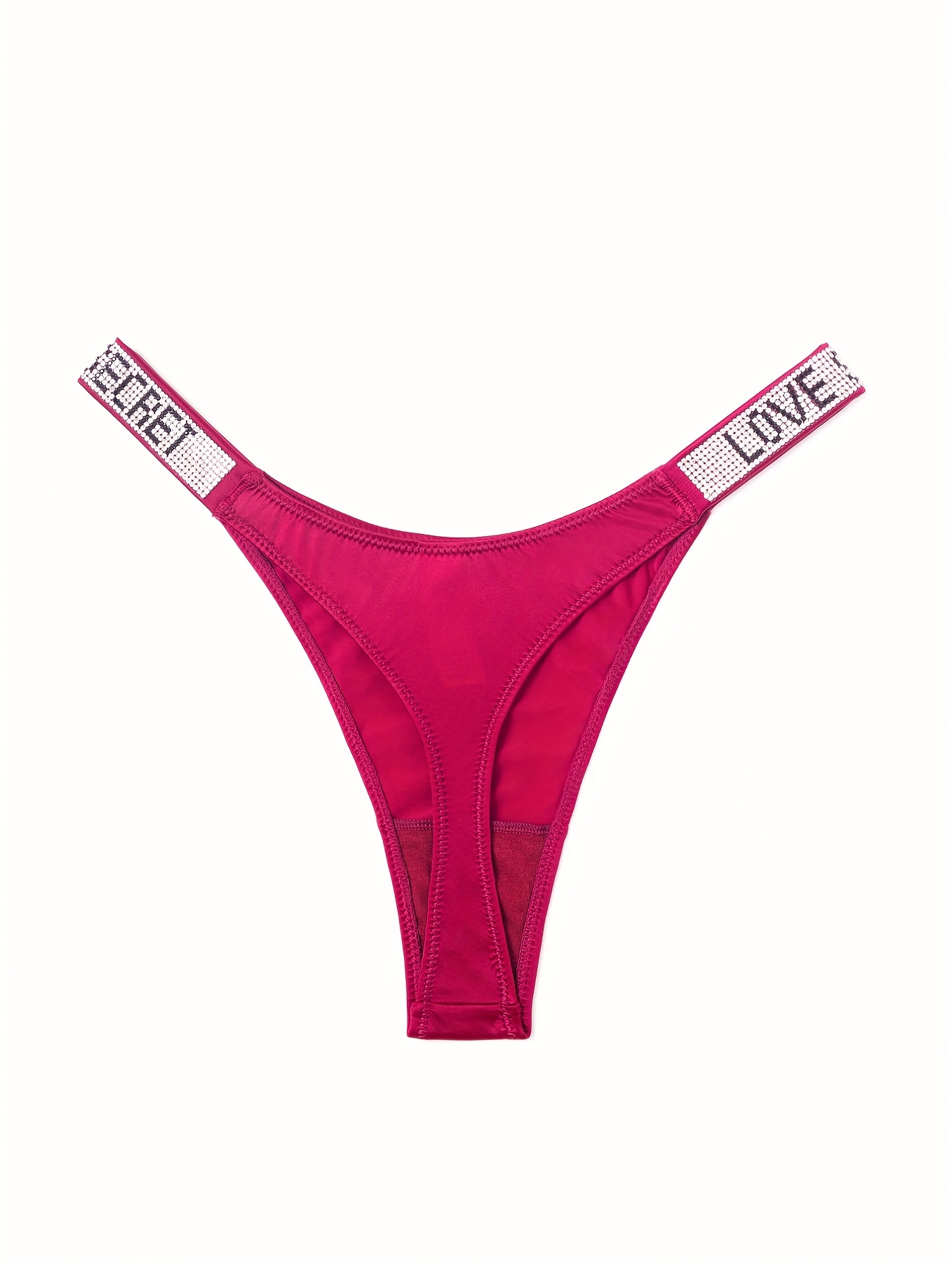 victoria Victoria's Secret hot pink rhinestone strap Brazilian underwear