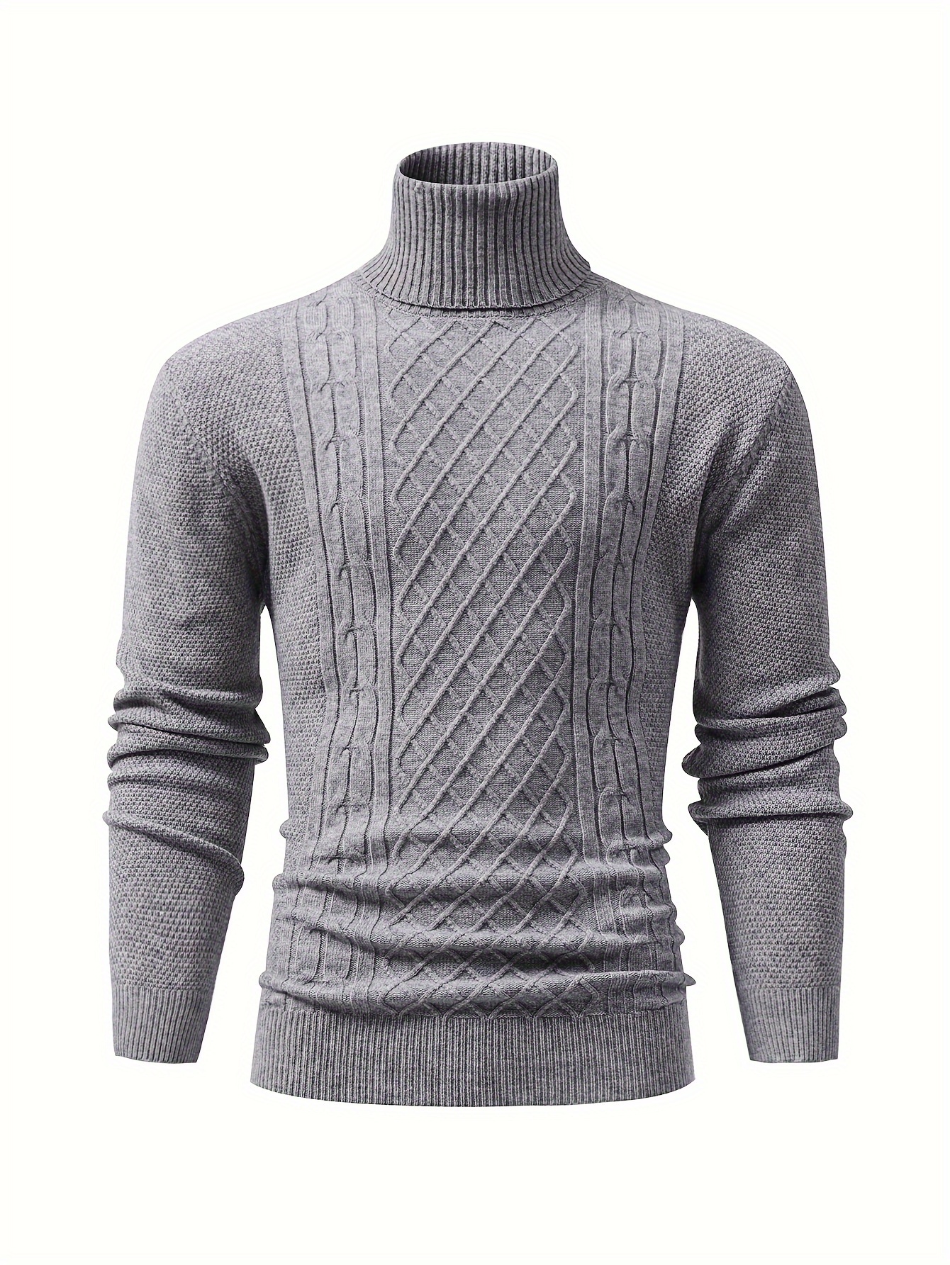 Men Winter Warm Roll Turtle Neck Pullover Top Sweater Thick Cable