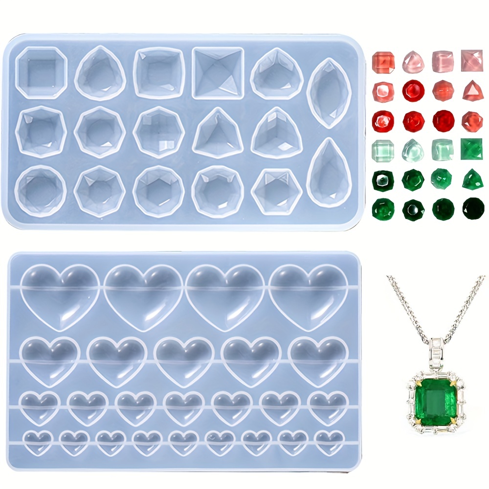 Gem Jewelry - Molde de fundición de silicona, para resina epoxi,  manualidades, aretes, colgantes, joyería de tachuelas (grande)