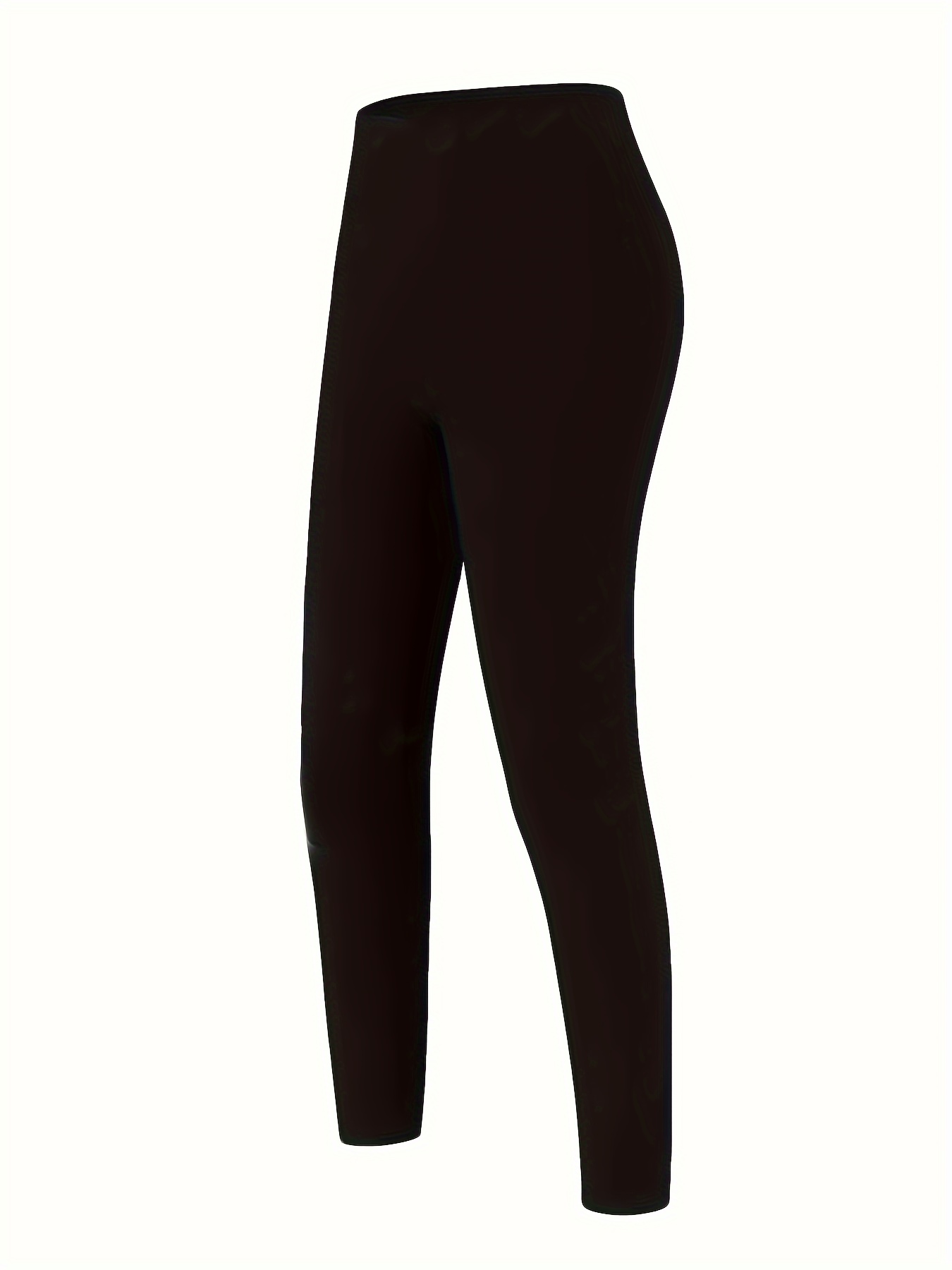Plus Size Basic Leggings, Women's Plus Solid Wide Waistband High * Stretchy  Slim Fit Leggings