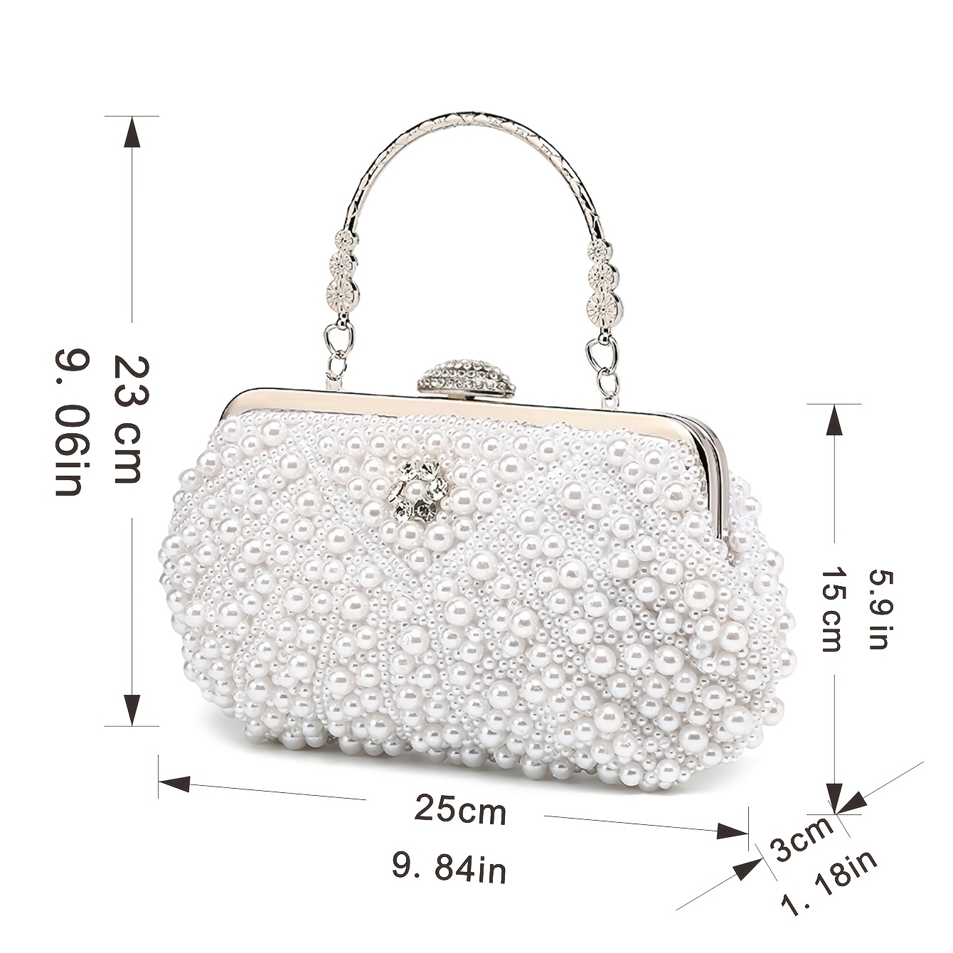 Glitter Faux Pearl Decor Evening Bag, Elegant Top Ring Clutch Purse,  Women's Handbags For Wedding Bridal Party Prom - Temu