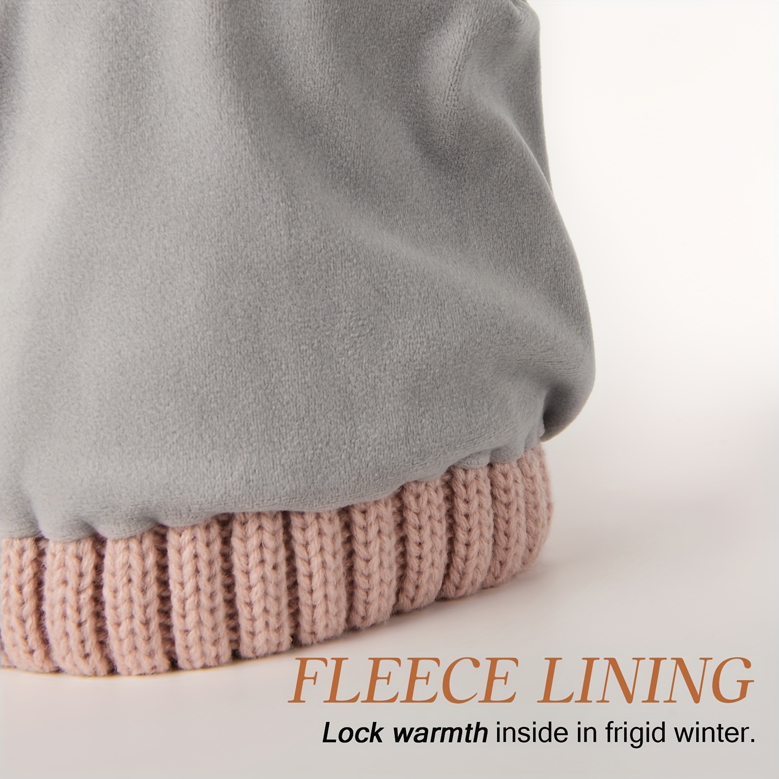 Winter Woollen Women Hat, Inner Fleece Lining Beanie, Double Pom