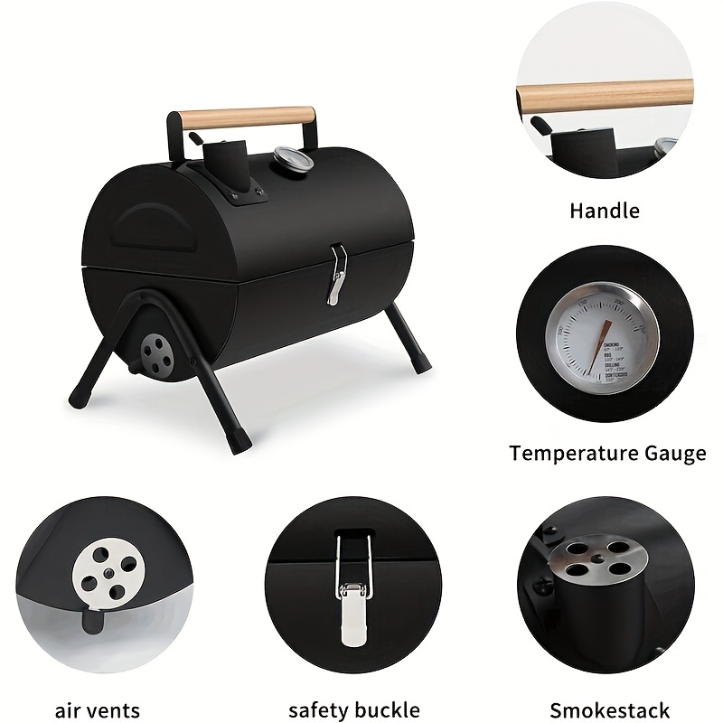 Charcoal Grill Portable BBQ Grill Small Portable Charcoal Grill Mini BBQ  Grill Hibachi Grill Charcoal for Camping Outdoor Cooking Picnics Beach  Hiking Party, 35x27x19.5cm 