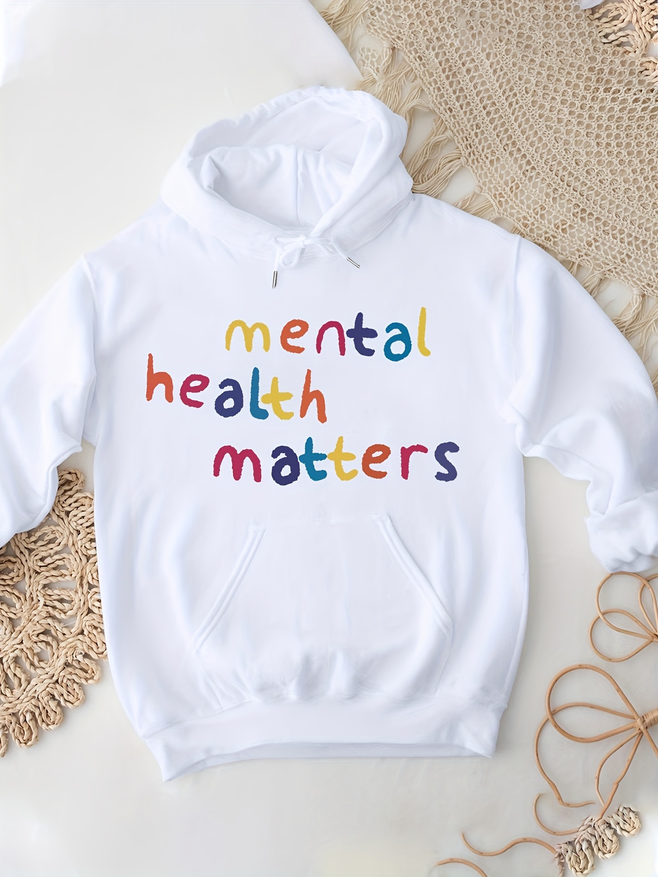 Fashion Women Hooded Sweatshirt Letter Print Tracksuit Long Sleeves Front Pocket Drawstring Hoodie Pullover Green