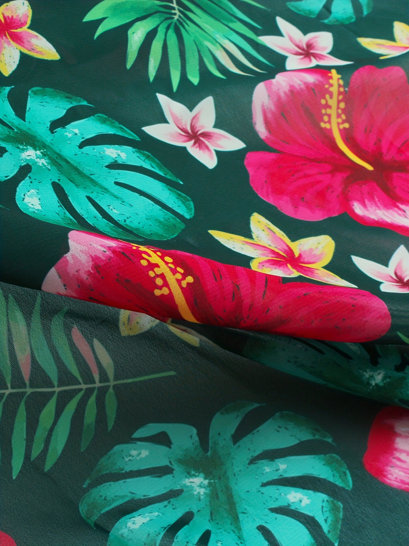 Tropical Spring Pink Multi Tropical Print Sarong Swim Cover-Up