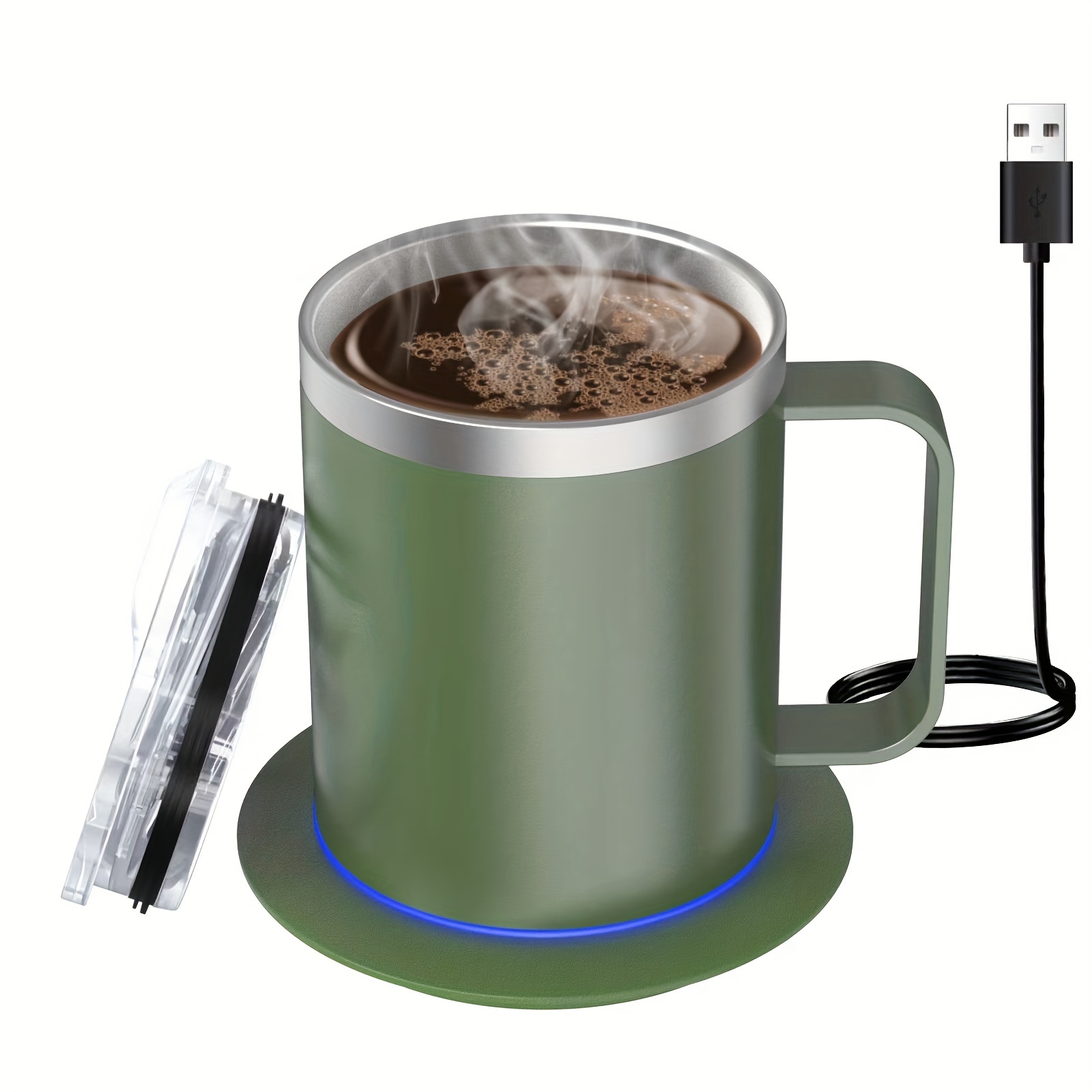 304 Stainless Steel Coffee Mug Lid Automatic Heating Mug - Temu