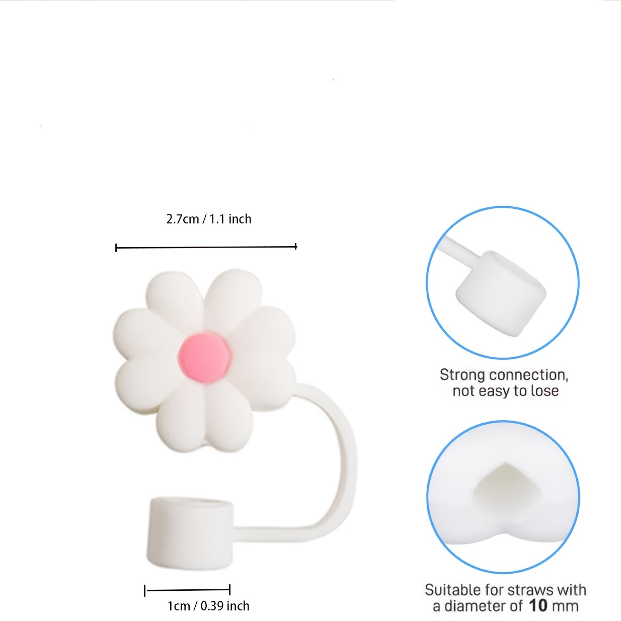 Cute Flower Reusable Straw Cover, Dustproof & Splash Proof Silicone Straw  Stoppers, Cup Decorative Accessories For Straw - Temu