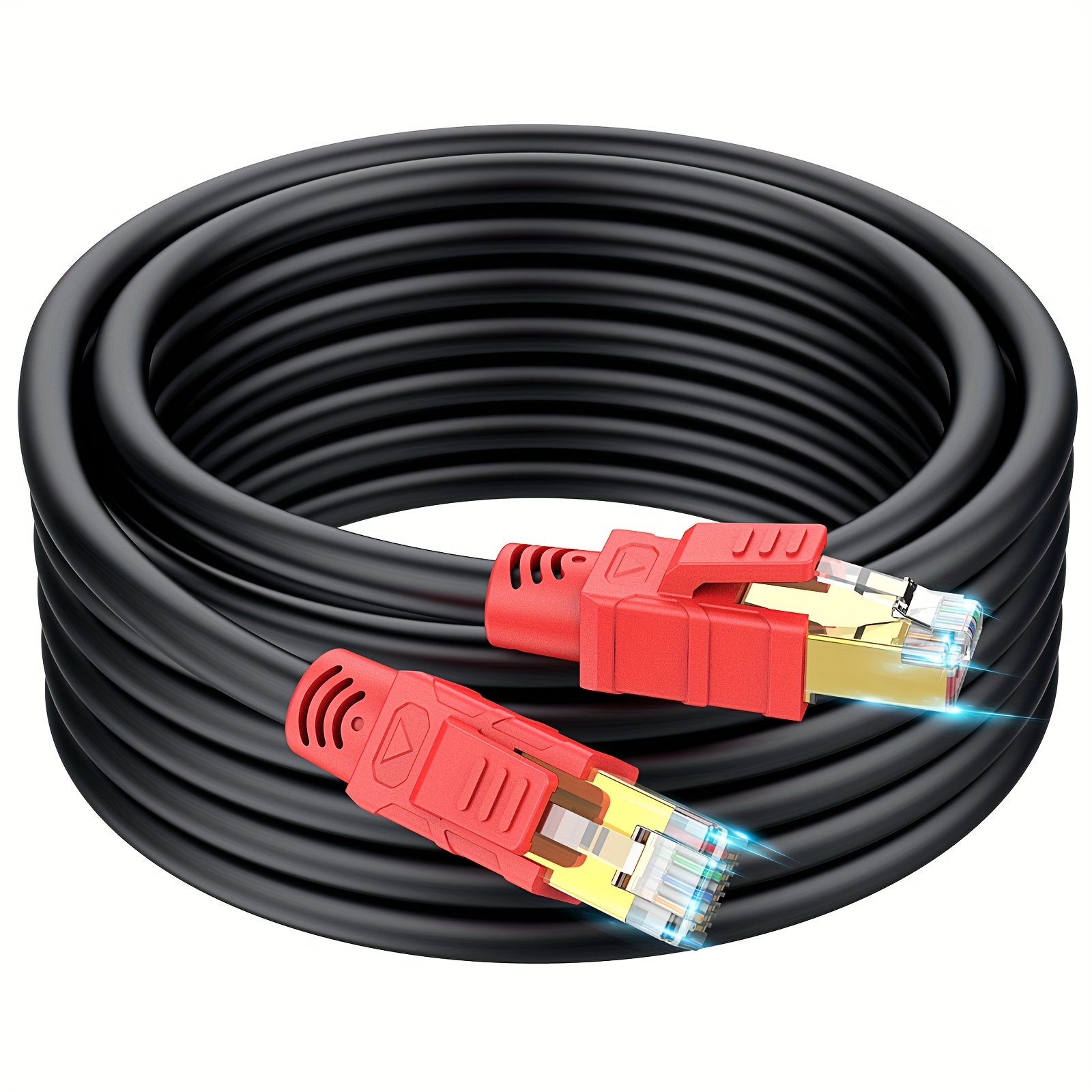 Cable Ethernet Cat 8, 10 pies Heavy Duty Cable de red de Internet de alta  velocidad, cable LAN profesional, 26AWG, 2000Mhz 40Gbps con conector RJ45