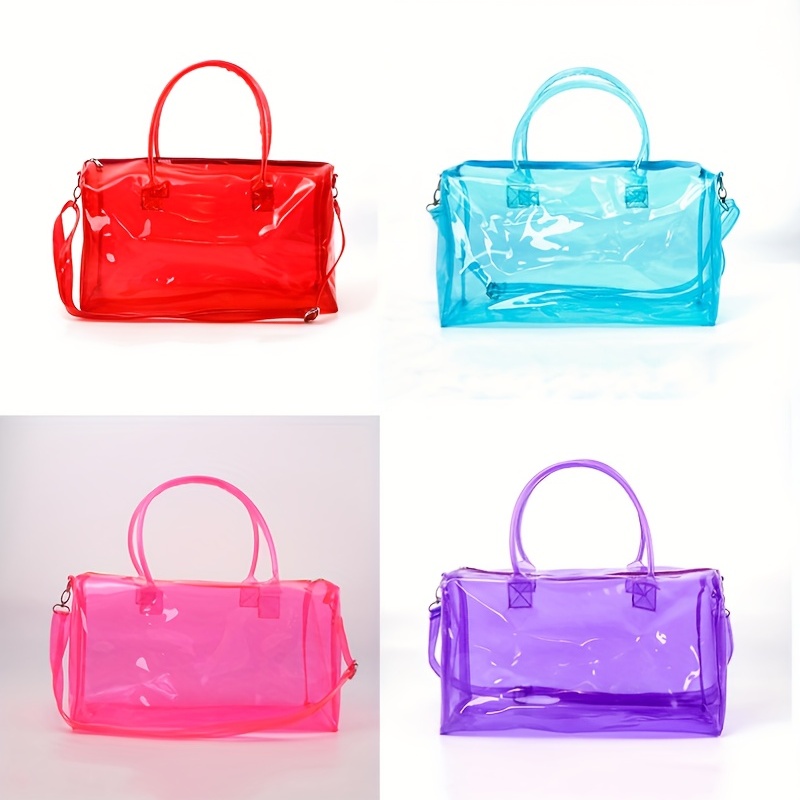 Large Capacity Candy Color Transparent Handbag - Lightweight, Waterproof,  Durable Zipper Bag For Gym, School, Travel, Beach - Ideal For Storing And  Organizing Your Essentials - Temu