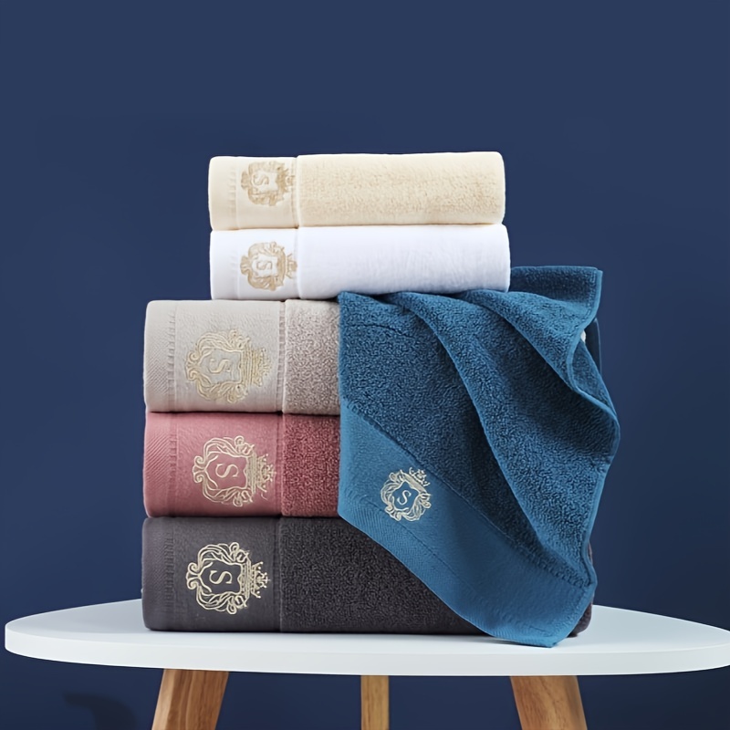 Soft Cotton Embroidered Hand Towel And Bath Towel Set - Temu
