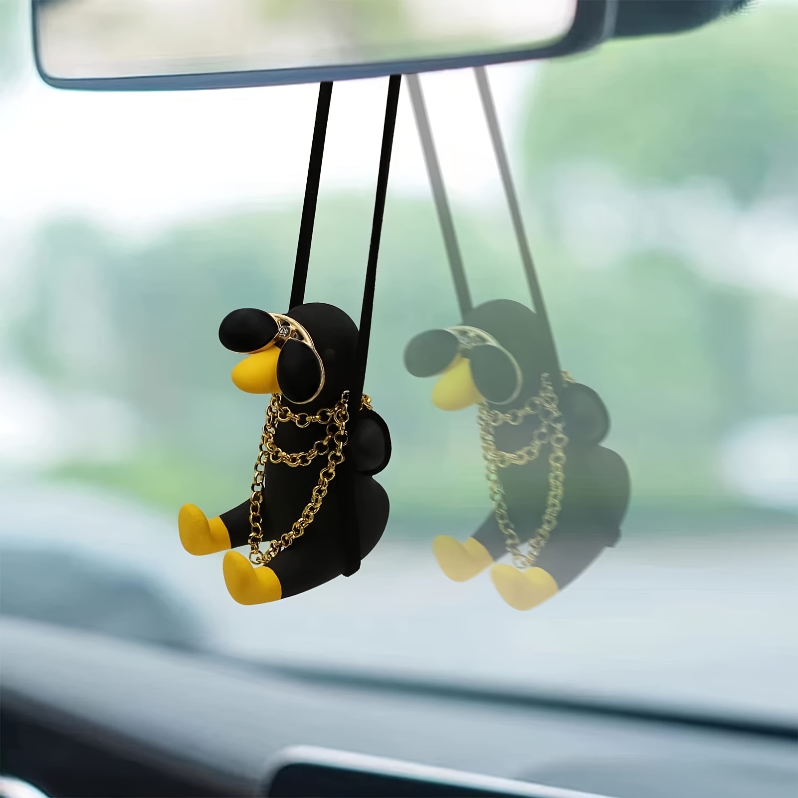 Swinging Duck Car Hanging Ornament, Cute Car Hanging Accessories For Rear  View Mirror, Car Pendant Sunglasses Duck Hanging Swing
