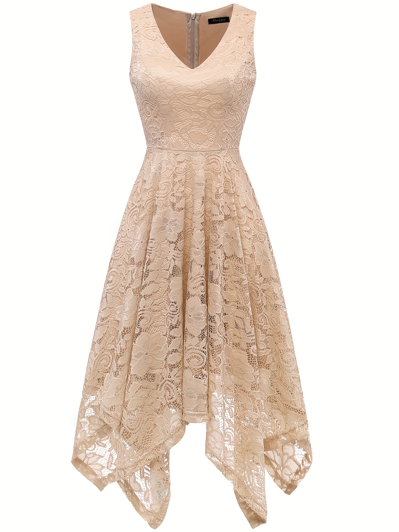 Homecoming Sleeveless Solid Lace Dress Slim High Waist - Temu