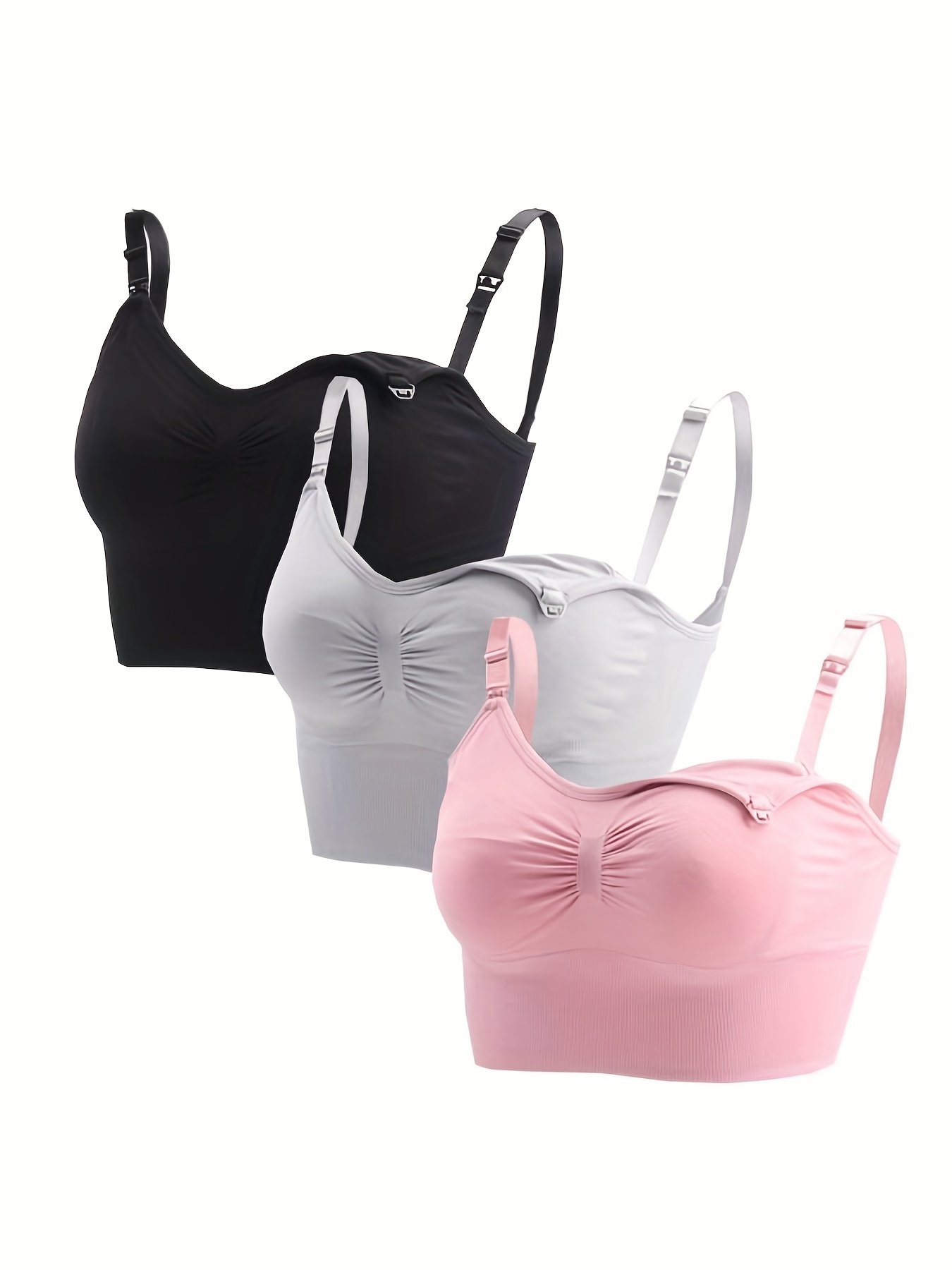 3PCS Women's Comfortable Sleep Wireless, Soft Cup Solid Material Bra