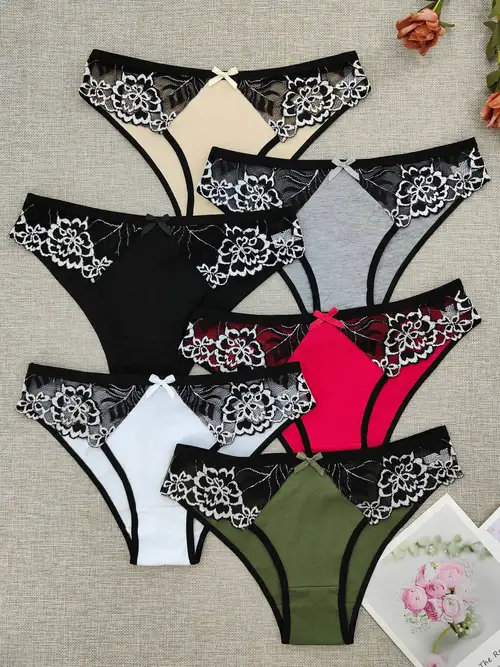 Floral Print Thongs Soft Comfy Stretchy Intimates Panties - Temu