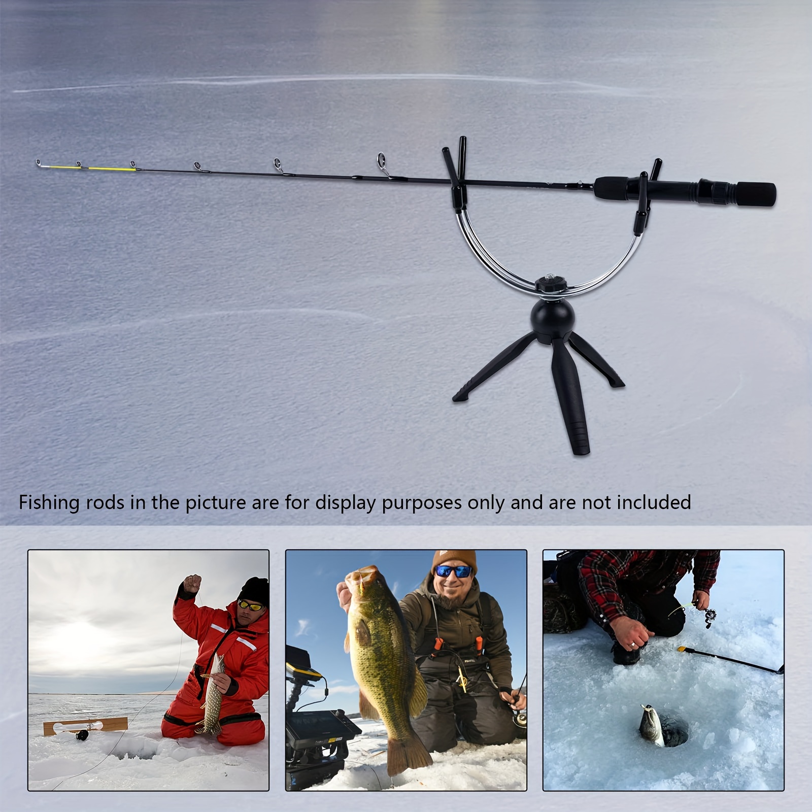 1pc Portable Ice Fishing Rod Rack, Adjustable Rod Holder, Tripod Stand, Ice  Fishing Tackle