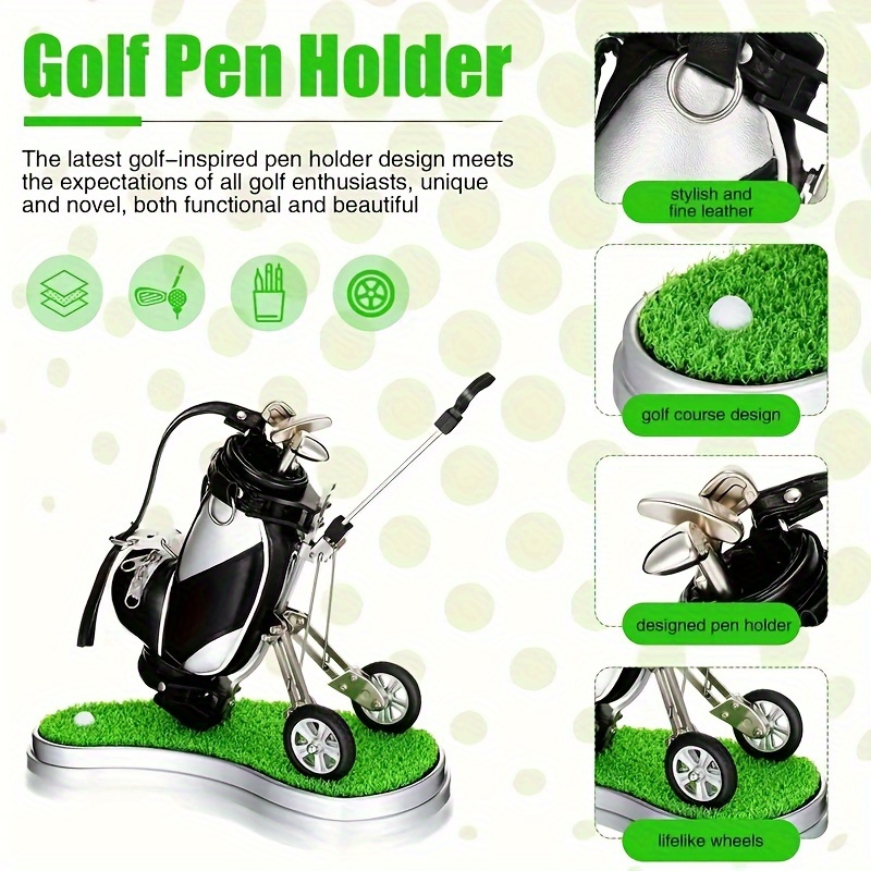 Creative Exquisite Golf Cart Holder Pen Holder Set Pu - Temu