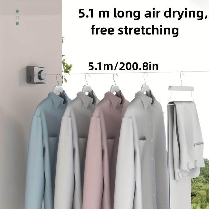 Retractable Clothesline, Stainless Steel Shower Clothesline and 9.2ft  Adjustable Laundry String Line, Clothes Dryer for Hanging Drying Bathroom