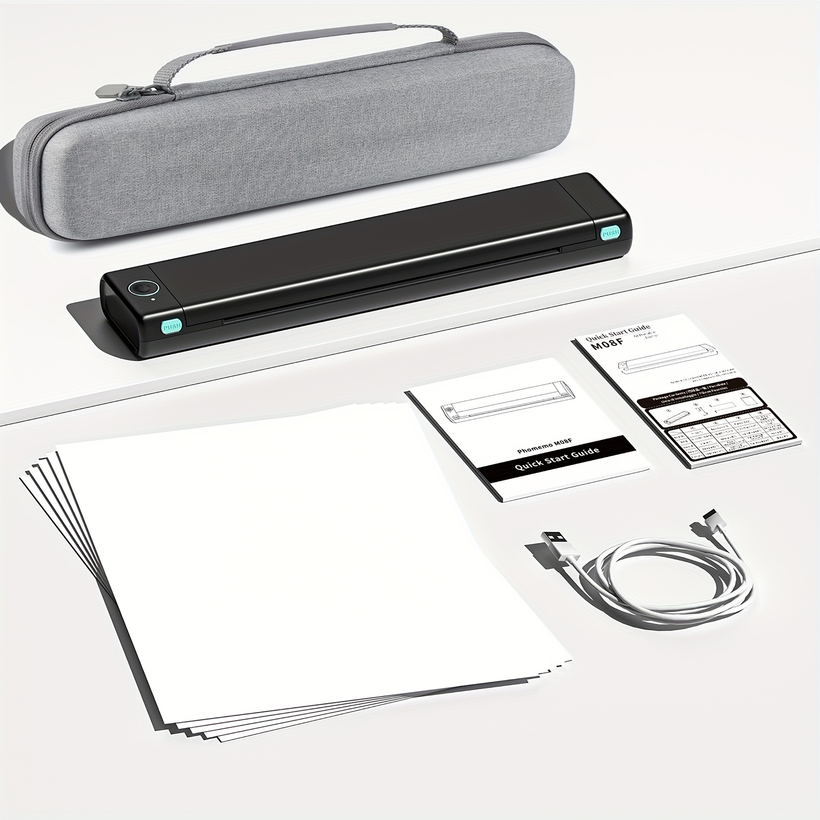 COLORWING Impresoras portátiles, impresora de viaje Bluetooth M08F,  impresora sin tinta para uso doméstico, compatible con papel térmico de  8.26 x