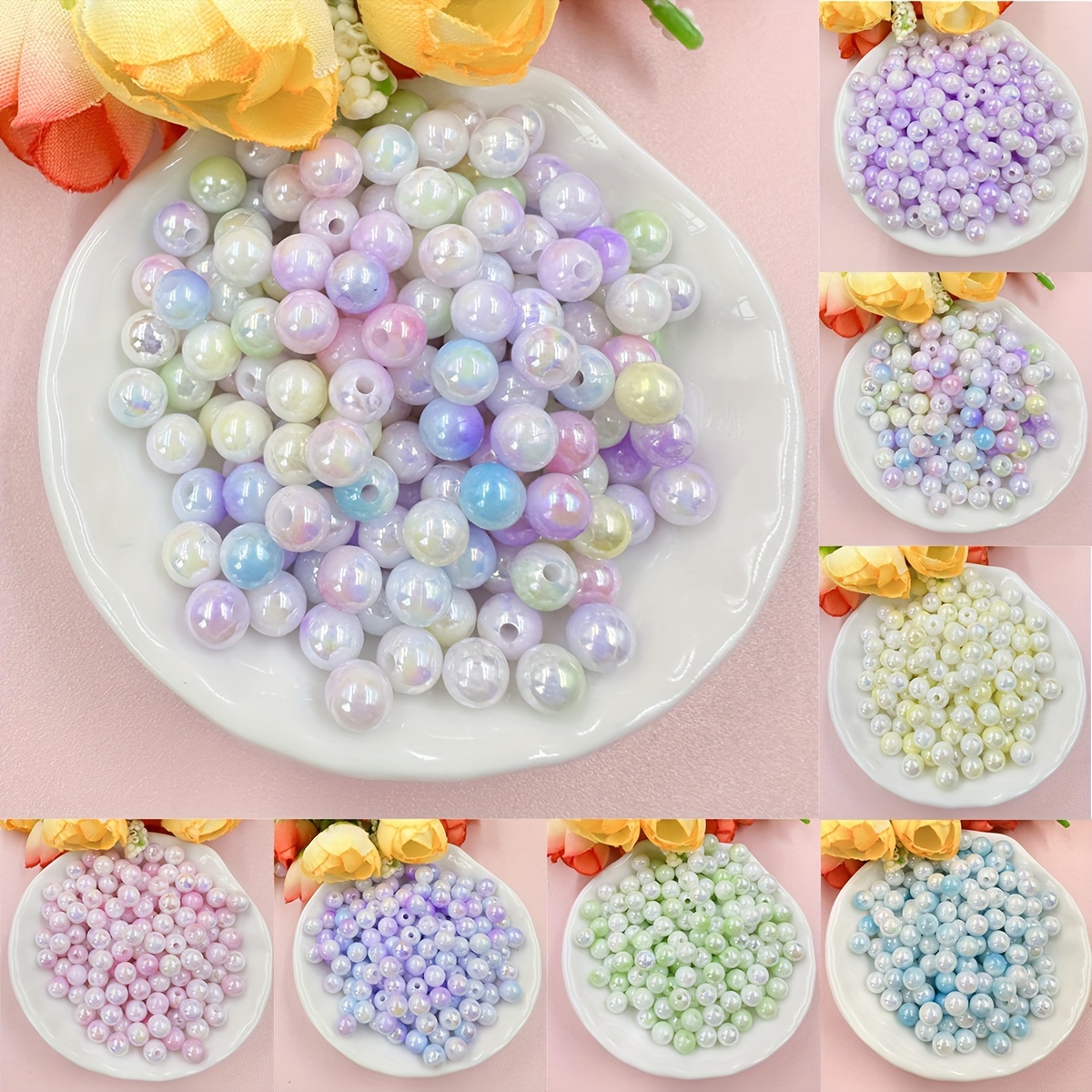 Handmade Colorful Pearl Beads Round acrylic Imitation Pearl - Temu