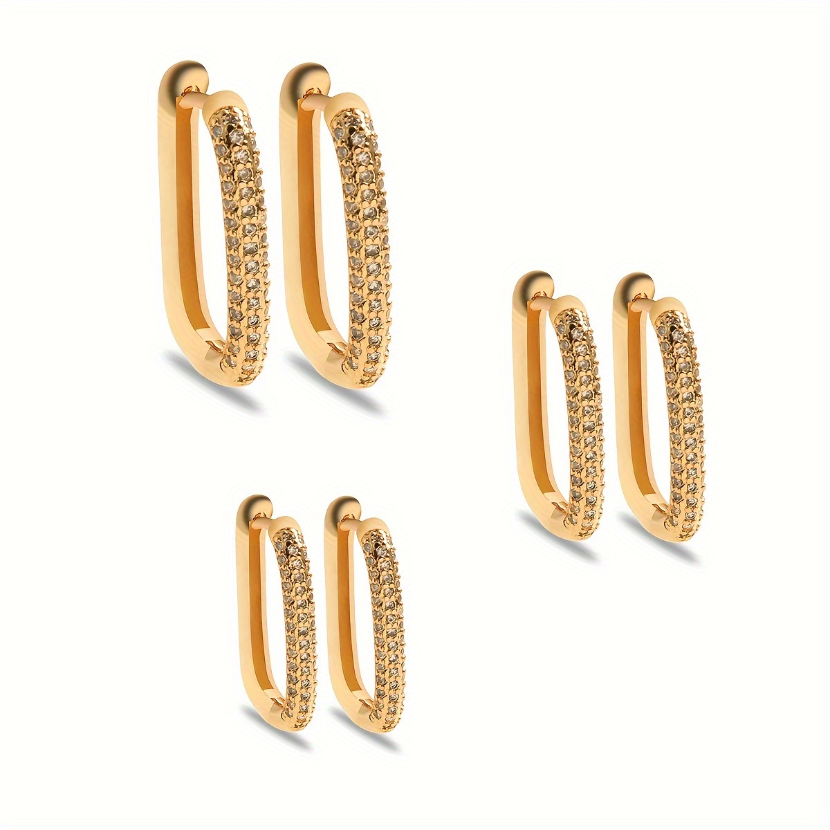 Exquisite Double Row Inlay Zircon Hoop Earrings For Women Wedding Party  Stylish Earrings Elegant Style