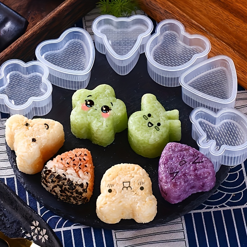 

5/6pcs, Onigiri Molds With 1 Rice Paddle, Rice Ball Molds, Japanese Sushi Makers, For Lunch Box, Bento Box Decorating, Kitchen Gadgets, Kitchen Stuff, Kitchen Accessories