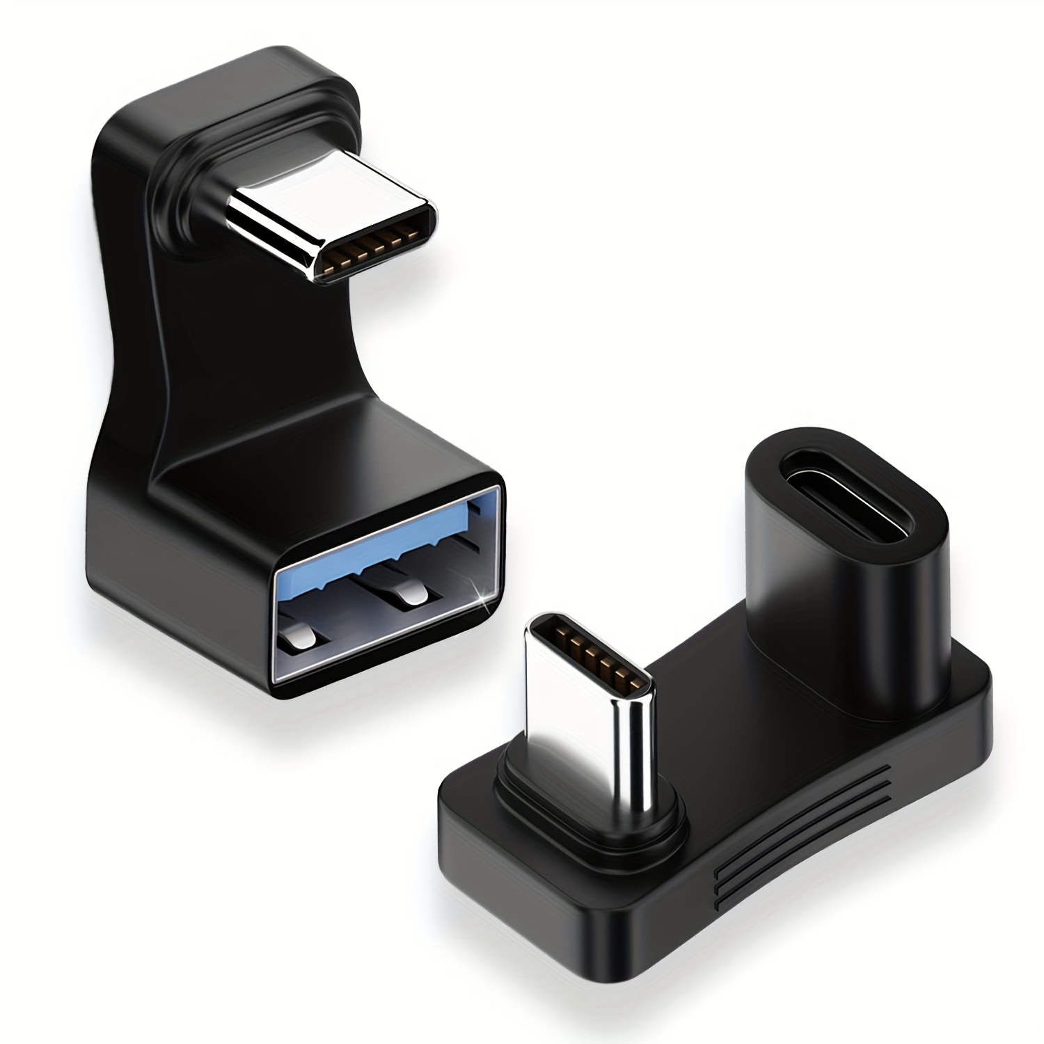 JSAUX 180° USB C To USB C Adapter 2 Pack, 180 Degree Angle Type C Male To Type C Female USB 4.0 / PD 100W Adapter, Compatible With ROG Ally, Steam