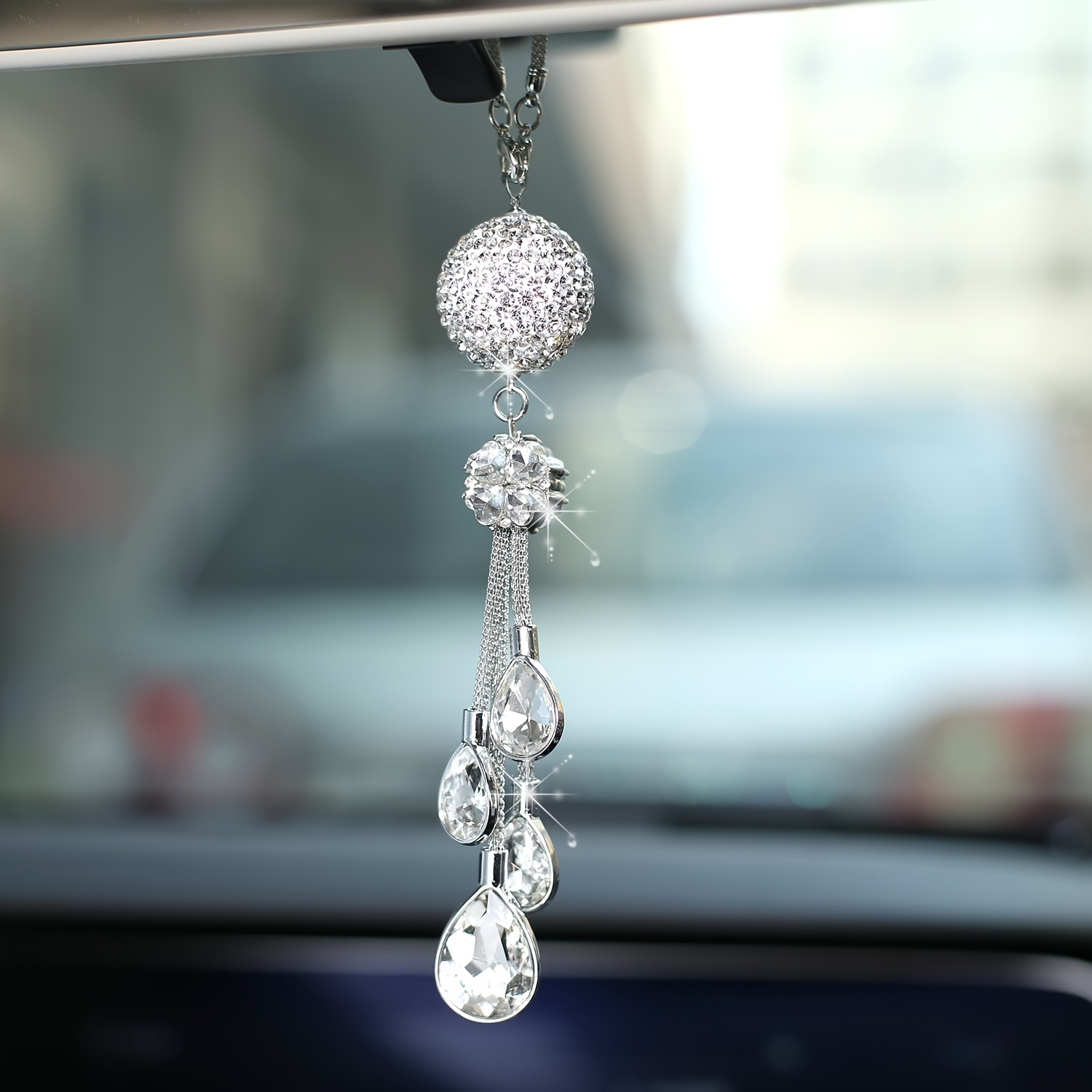 Accessoires de voiture Bling pour femme, décoration en forme de cœur en  cristal pour vue arrière de voiture, cœur porte-bonheur en strass à  suspendre