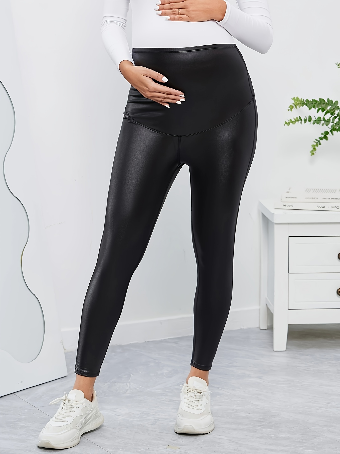 Women's Leggings Women Plus Size Velvet Thickening Maternity Wear Belly  Pants Ninth Pants Leather Pants Pregnant, Grey, X-Large : :  Clothing, Shoes & Accessories