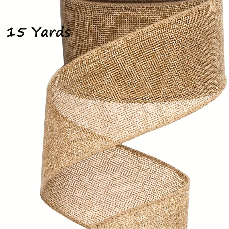 Burlap Wired Edge Ribbon 11 Yards Long Widel natural solid - Temu