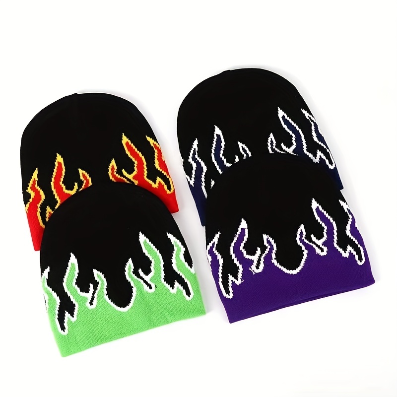 Trendy Y2k Fire Pattern Thermal Knit Hat Ear Protection - Temu