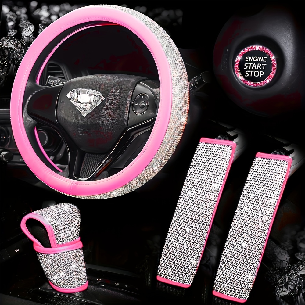 Bling Car Accessories Set For Women Bling Steering Wheel - Temu