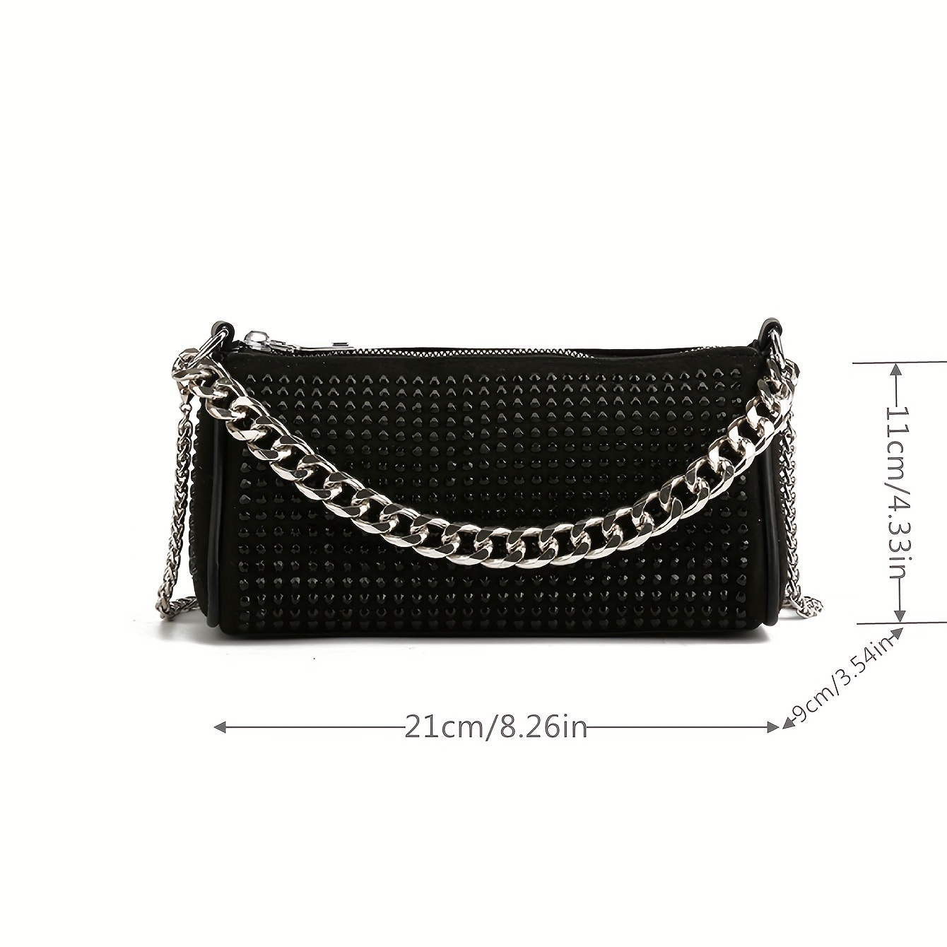 Shiny Rhinestone Evening Handbag, Trendy Chain Crossbody Bag, Luxury Purse  For Cocktail Party Prom Women - Temu