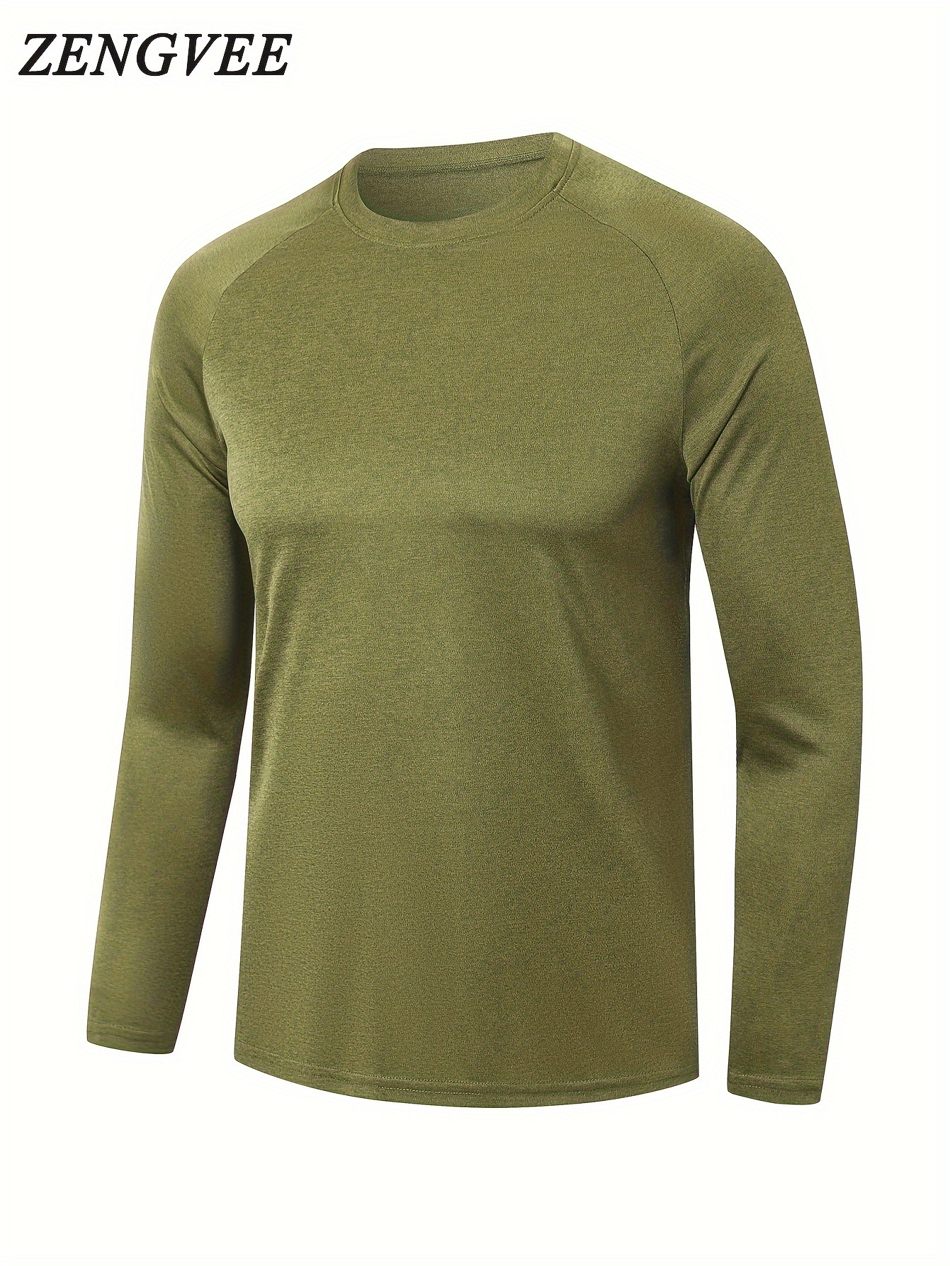 Men's Long Sleeve Compression T-shirts, High Stretch Crew Neck