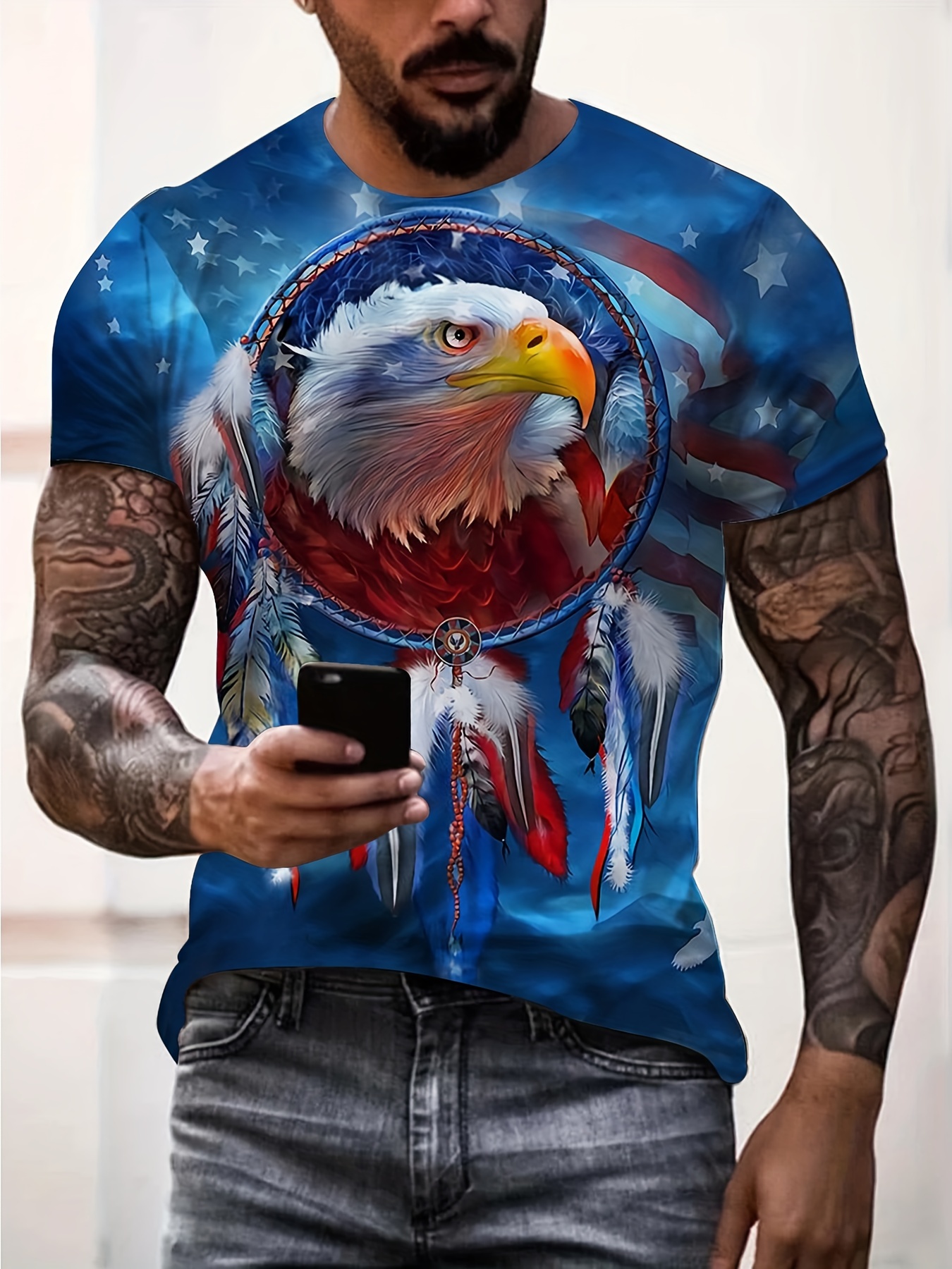 Sale Women's Patriotic Eagle Long Sleeve Crusher Tee