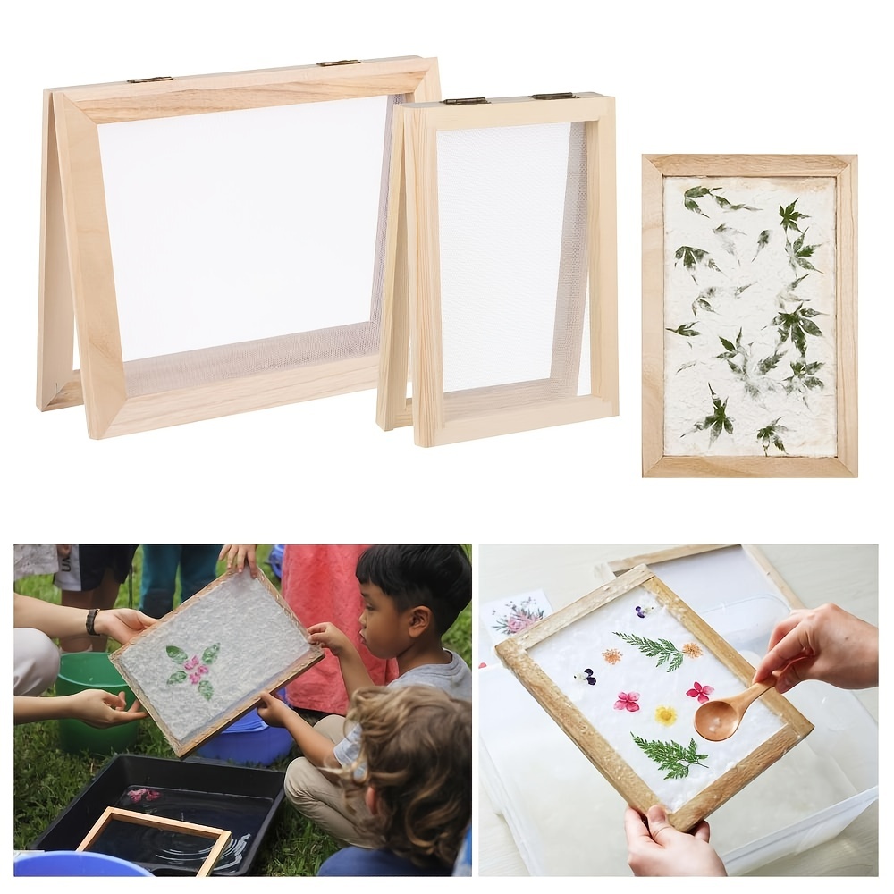Eage Paper Making Screen Frame, A5 Size 7.5 x 9.8 inch Wooden Papermaking Mould Kit for DIY Paper Craft and Dried Flower Handcraft