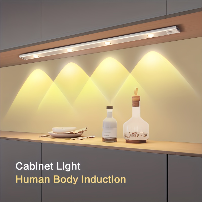 

Motion-activated Led Cabinet Light: Ultra Thin, Wireless, Usb Rechargeable, Dimmable And Tricolor Dimming For Kitchen, Bedroom And Wardrobe