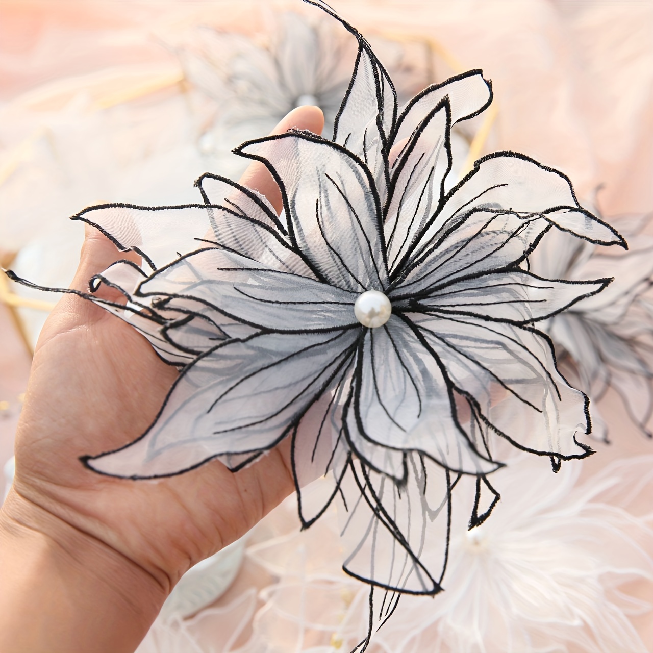 

1pc Multi-layer Three-dimensional Embroidery Beaded Applique Flower Wedding Dress Headdress Diy Embellishment Accessories Sew On Patches For Clothing