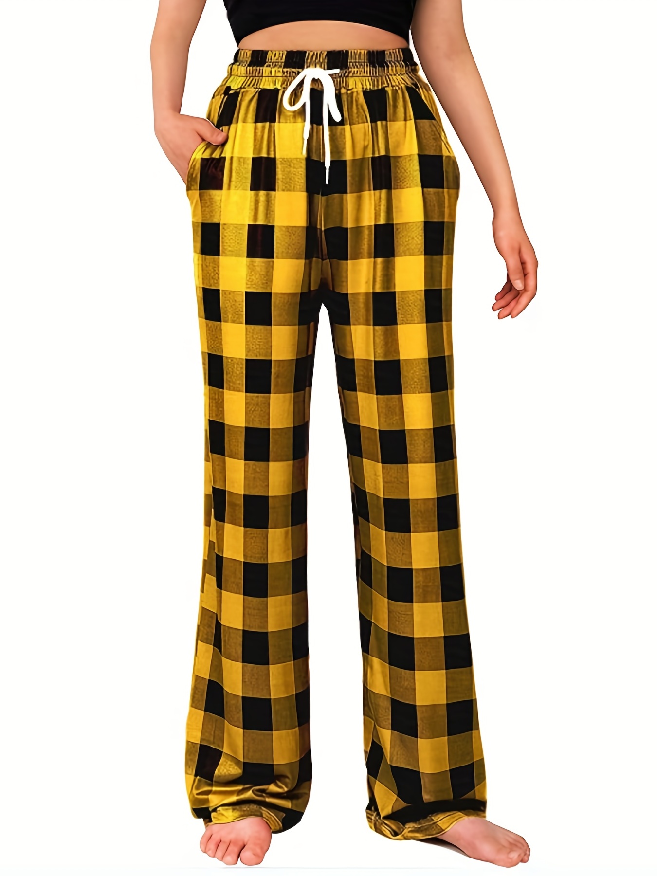 Orange & White Striped Lounge Pants Pajamas / Women's Casual Loungewear -   Canada