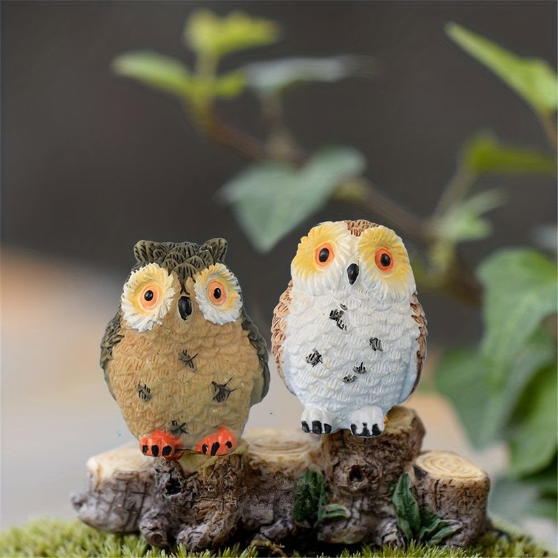1pc Resin Mini Owls Miniature Figurines Fairy Garden Accessories Fairy Garden Animals For Fairy Garden Micro Landscape Plant Pots Bonsai Craft Decor details 6