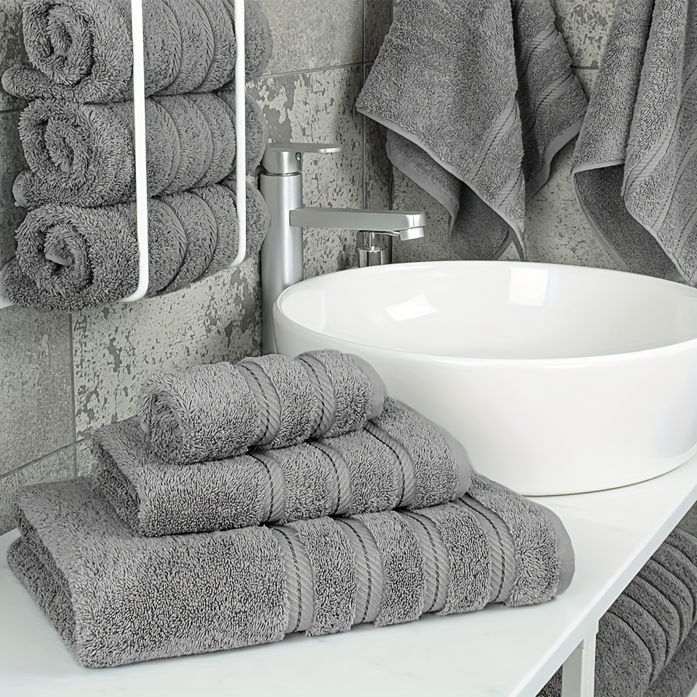 Solid Color Towel Set, 1/ 2 Bath Towels & 1/2 Hand Towels & 1/2