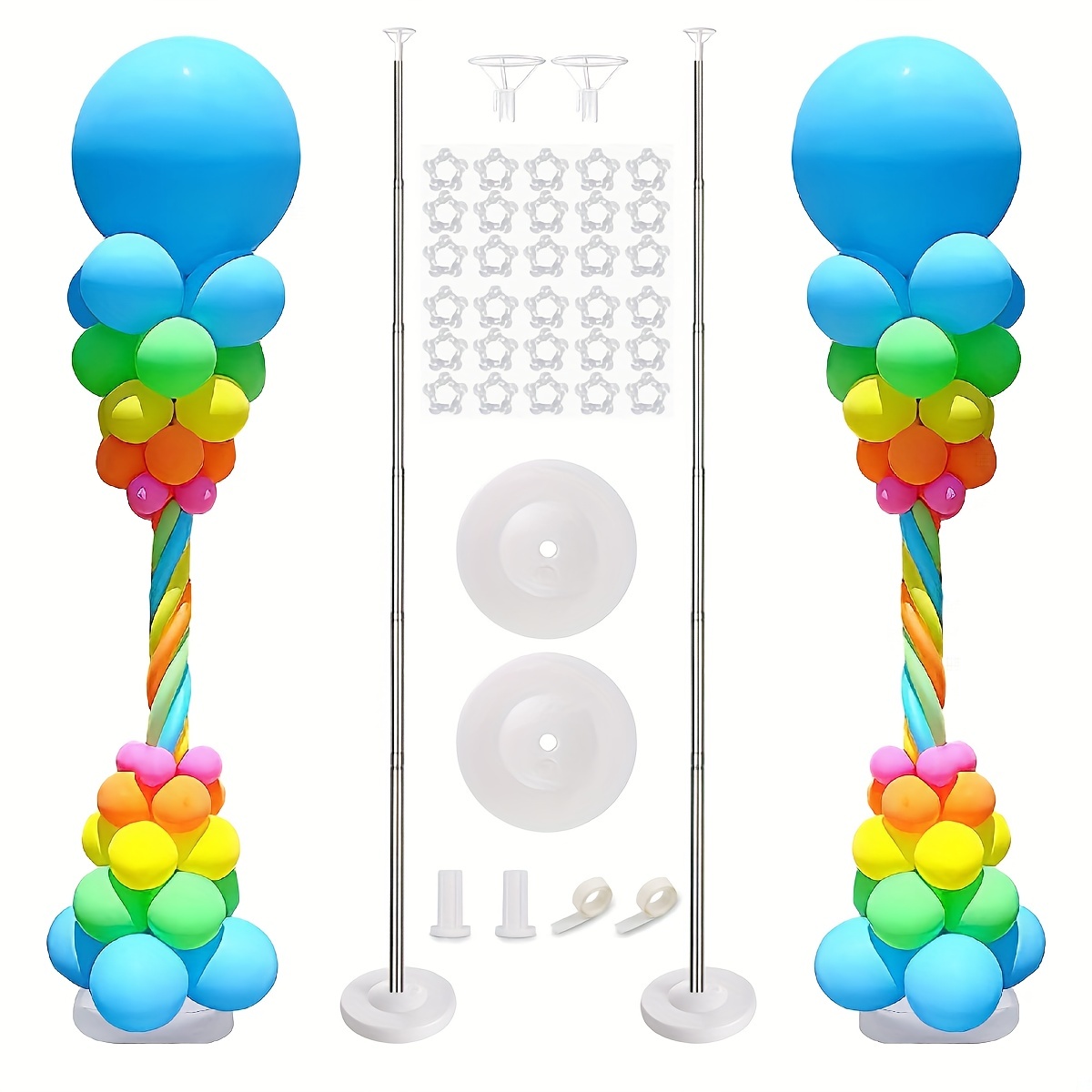 Juego de 2 soportes de columna de globo ajustables gruesos y ajustables,  base y poste para decoración de torre de globos para baby shower,  graduación