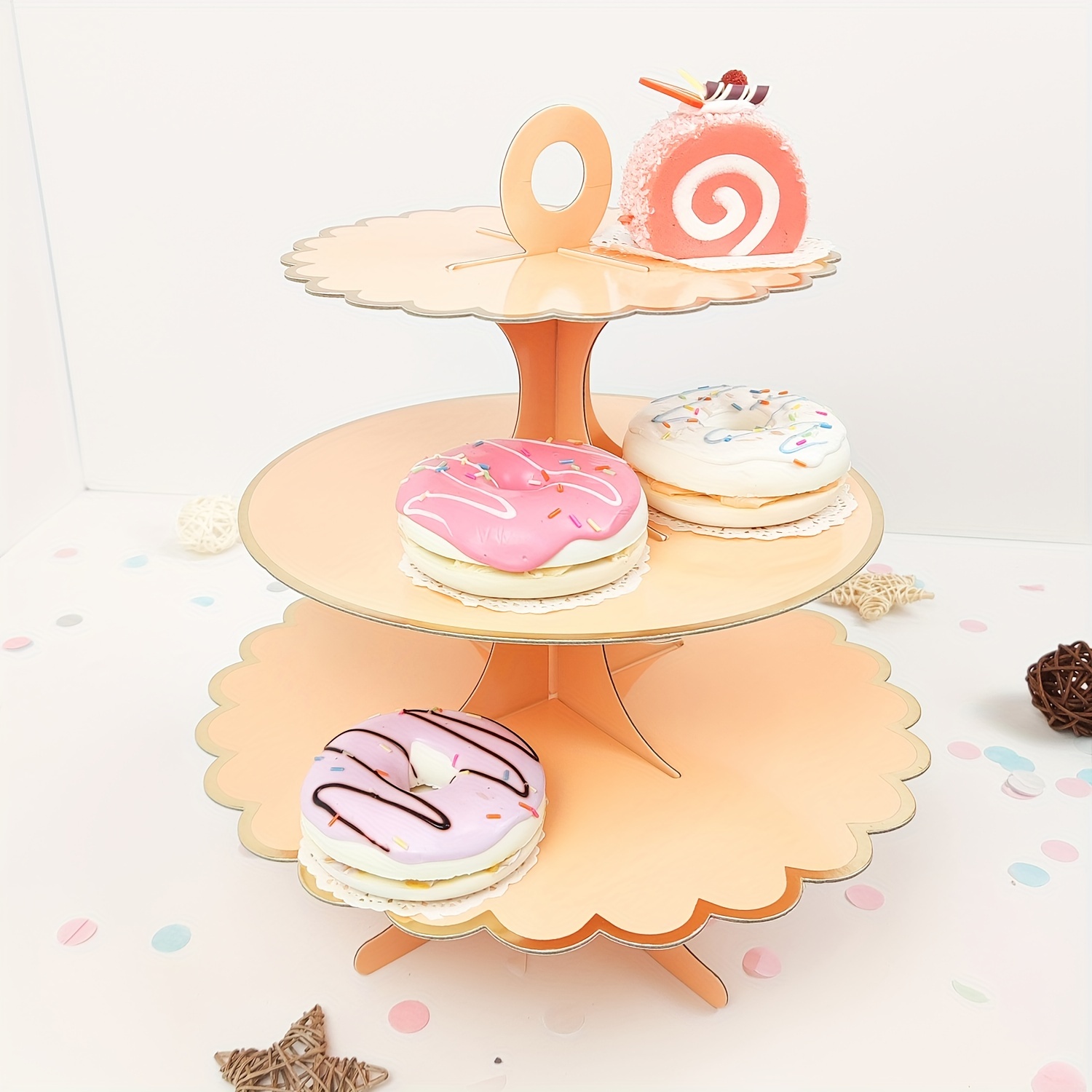 Disposable multi-layer paper cake rack birthday party decoration  three-layer hot stamping dessert table cake tray cupcake stand | Fruugo AE