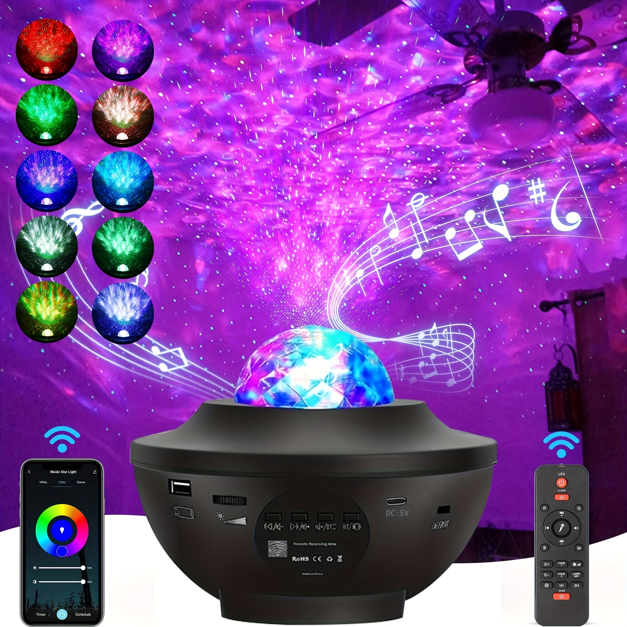 Musique LED De Nuit Laser À Distance Starry Sky Projecteur USB Player  Contrôle Bluetooth En Haut Parleur Coloré Pour La Lampe De La Galaxie  Automobile Du 24,29 €