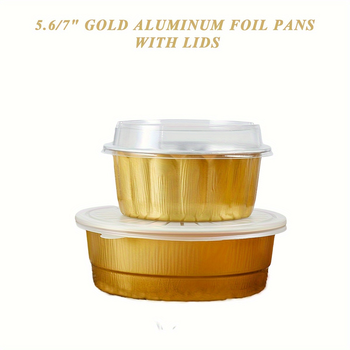 Golden Aluminum Foil Pans With Lids, Heavy Duty Foil Pan