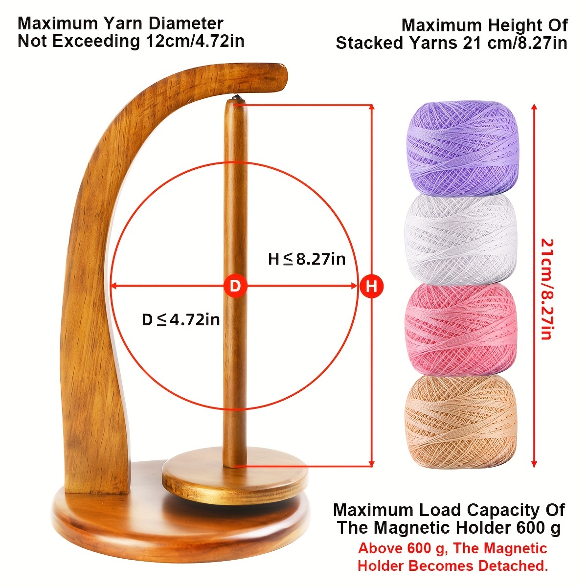 Wooden Yarn Holder For Knitting Crochet, Wood Yarn Holder With