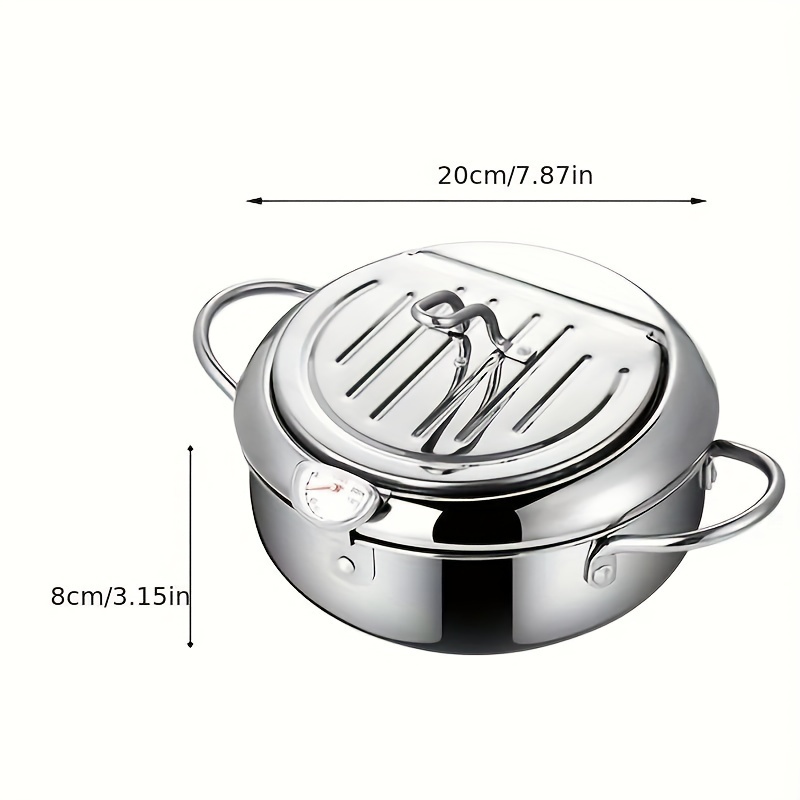 1set, Deep Fryer, Stainless Steel With Temperature Control And Lid,  Japanese Tempura Frying Pan, Non-stick Coating-free Deep Fryer, Compatible  With Gas Stoves, Induction Cookers, Electric Stoves And Other Types Of  Stoves