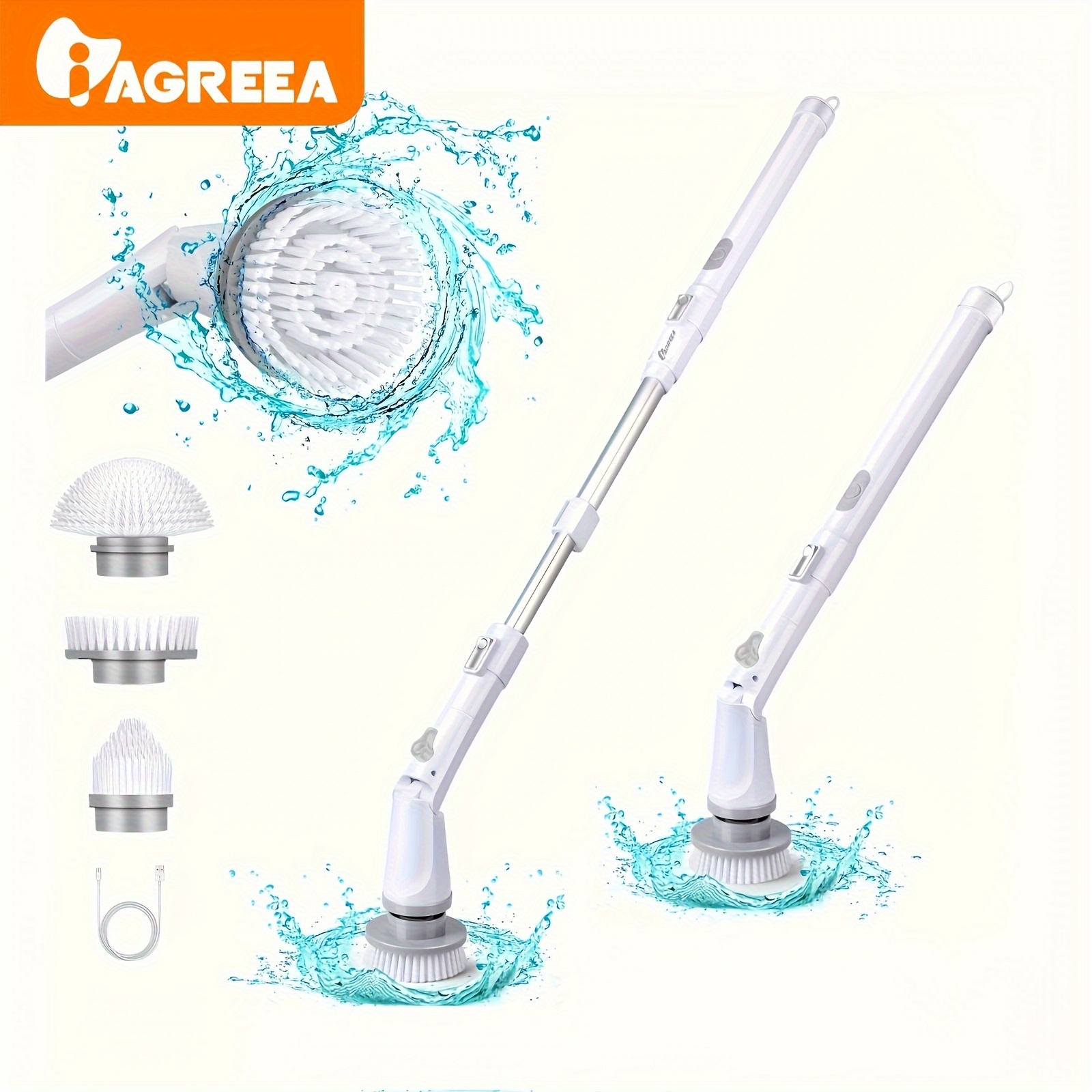 Electric Rotary Scrubber Cleaning Brush,wireless Electric Cleaning Brush,7-in-1  Upgraded Long Handle Shower Scrubber,usb-c Charging Line - Temu